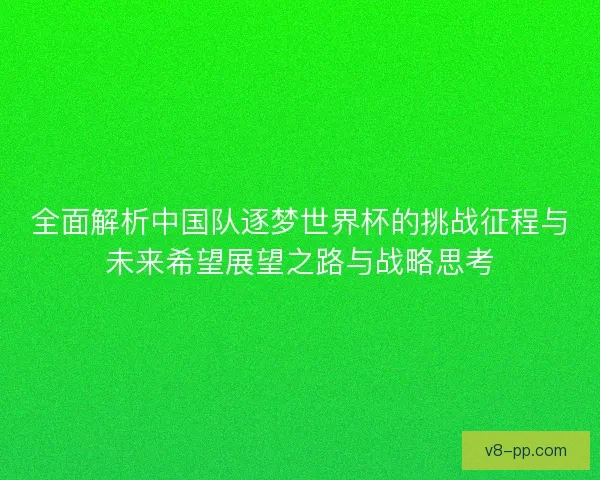 全面解析中国队逐梦世界杯的挑战征程与未来希望展望之路与战略思考 全面解析中国队逐梦世界杯的挑战征程与未来希望展望之路与战略思考